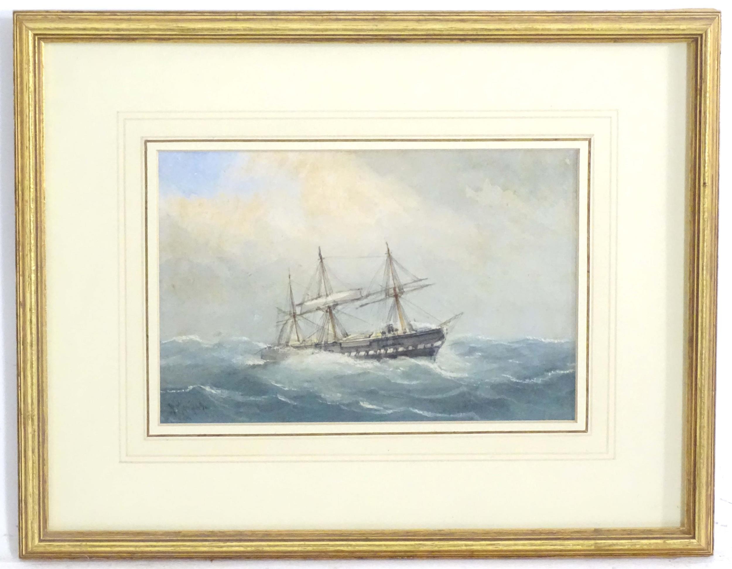 Richmond Markes, 19th century, Marine School, Watercolour, Shipping at Sea, A clipper ship in