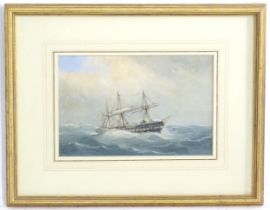 Richmond Markes, 19th century, Marine School, Watercolour, Shipping at Sea, A clipper ship in