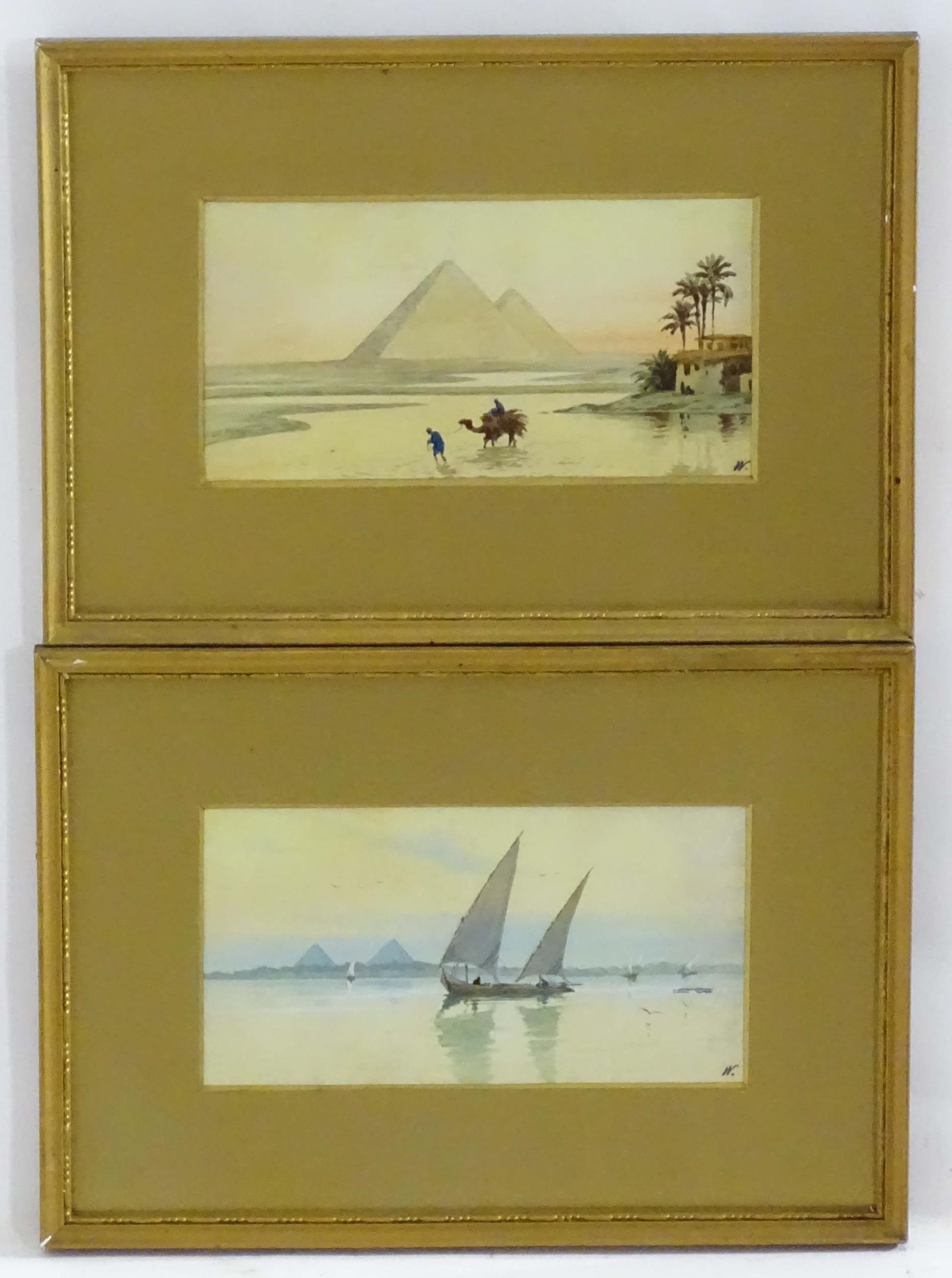 Manner of Edwin Lord Weeks (1849-1903), Watercolours, Two Egyptian scenes comprising a figure - Image 3 of 7