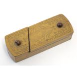 A late 19th / early 20thC vesta puzzle box with concealed match striker and match keep. Approx. 3