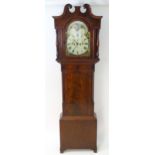 George Esplin Wigan (Lancaster) : A 19thC mahogany 8 day long case clock, the painted dial signed