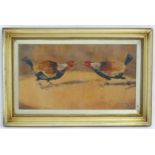 Edgar Beale, 20th century, Oil on board, Fighting Cocks, Two cockerels / roosters. Signed lower