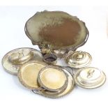 A quantity of assorted silver plated wares to include serving dishes some by Barker Ellis,