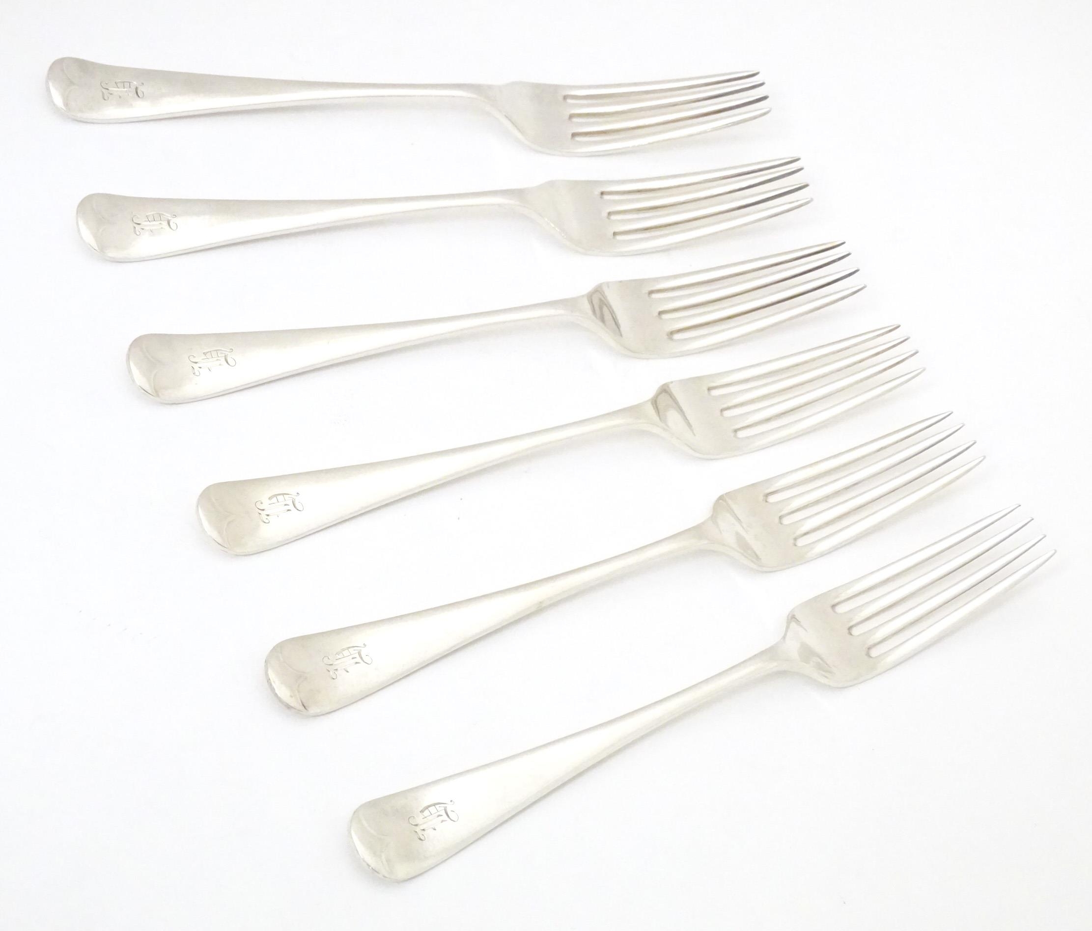 A set of six silver forks hallmarked London 1936, maker Kemp Brothers. Approx. 7 1/2" long (6) - Image 3 of 6