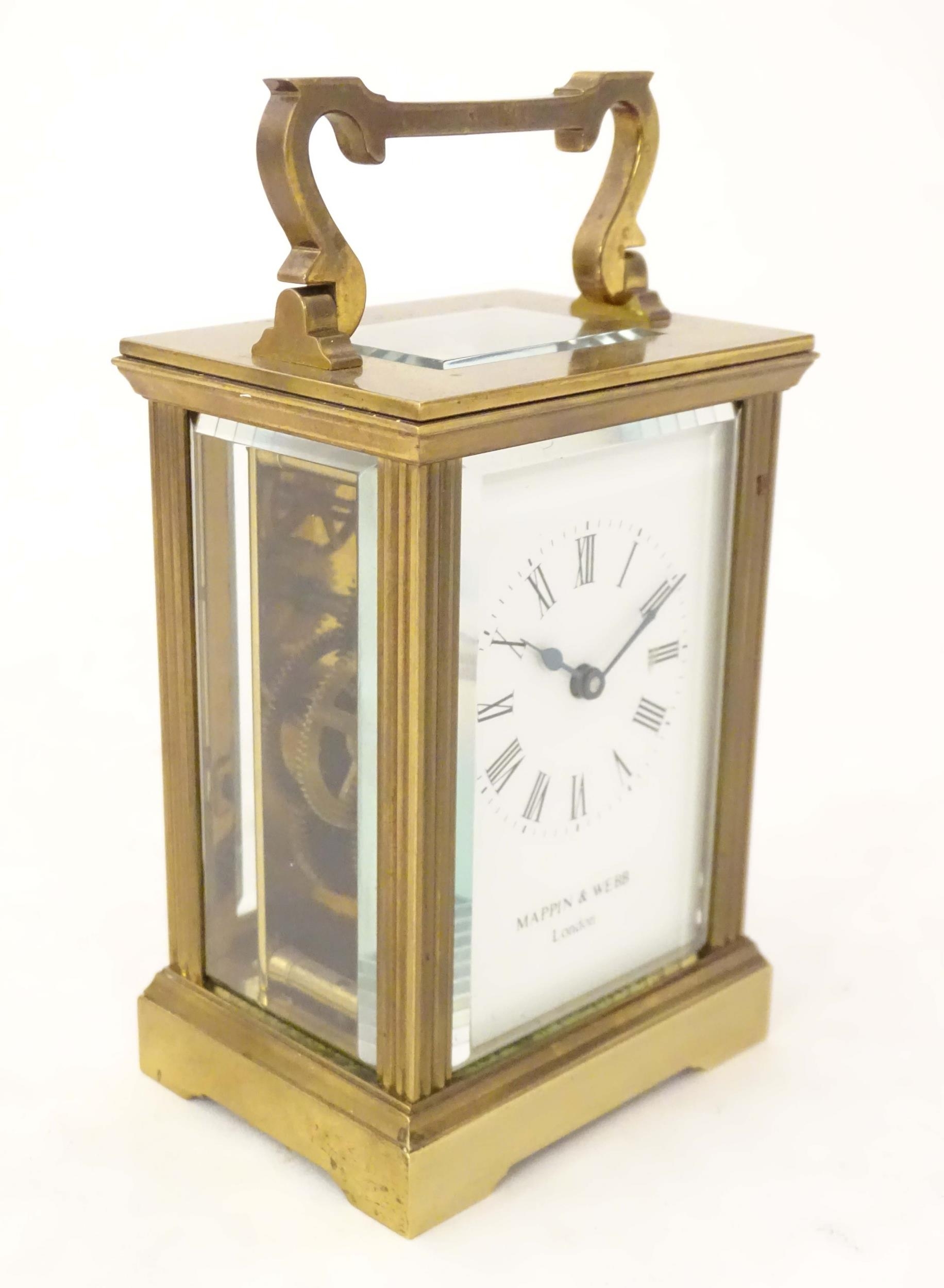 A carriage clock, the dial signed Mappin & Webb London'. 6" high overall Please Note - we do not - Image 2 of 8