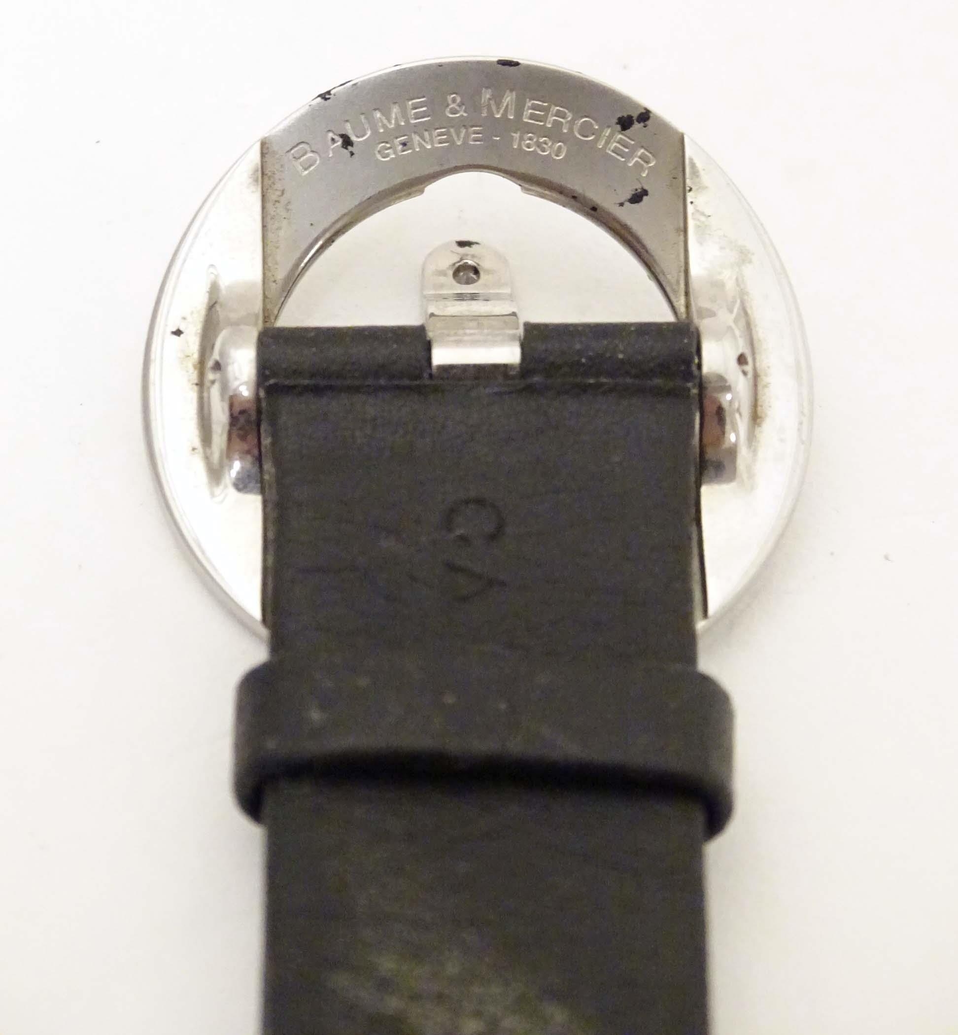 A Baume & Mercier Vice Versa quartz wrist watch, the case signed and numbered having a black leather - Image 7 of 12