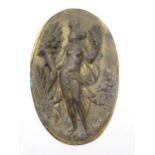 A 19thC bronze oval plaque depicting the goddess of the harvest Ceres / Demeter holding sheaves of