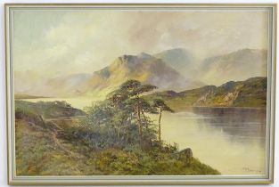 Francis E. Jamieson (1895-1950), Oil on canvas, A Scottish highland landscape with a lake. Signed