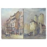 W. Bell, 19th century, Oils on canvas, A pair of street scenes with figures. Both signed lower.