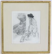 Carol E. Walkin, Limited edition etching, Model and Male Torso. Signed, titled and numbered 6/40