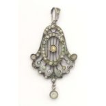 A Continental .900 silver pendant set with paste stones Approx 2" long Please Note - we do not