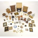Toys: A quantity of assorted 19thC and later dolls house furniture and household items to include