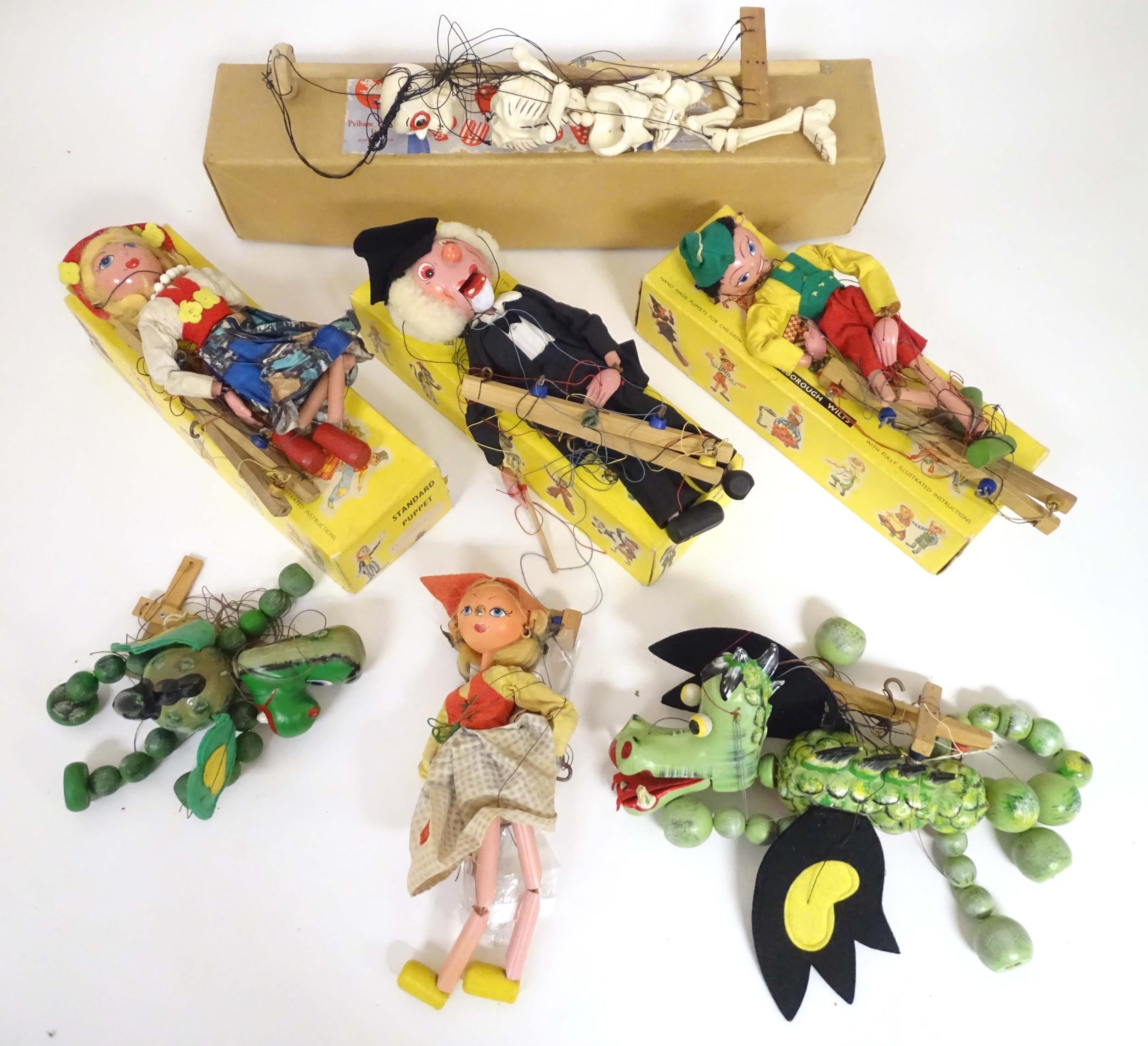 Toys: a quantity of Pelham Puppets, comprising: Type SL Skeleton (boxed), Type SS Tyrolean Girl (