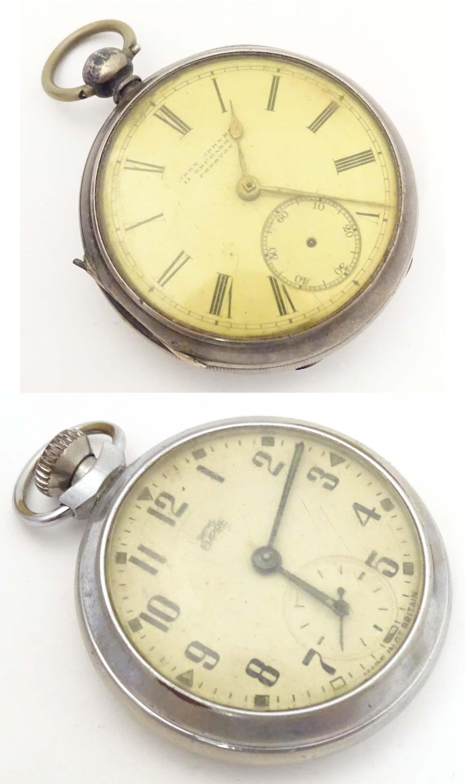 A Victorian silver pocket watch hallmarked Chester 1871, the enamel dial with inset seconds dial and