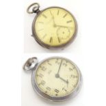 A Victorian silver pocket watch hallmarked Chester 1871, the enamel dial with inset seconds dial and