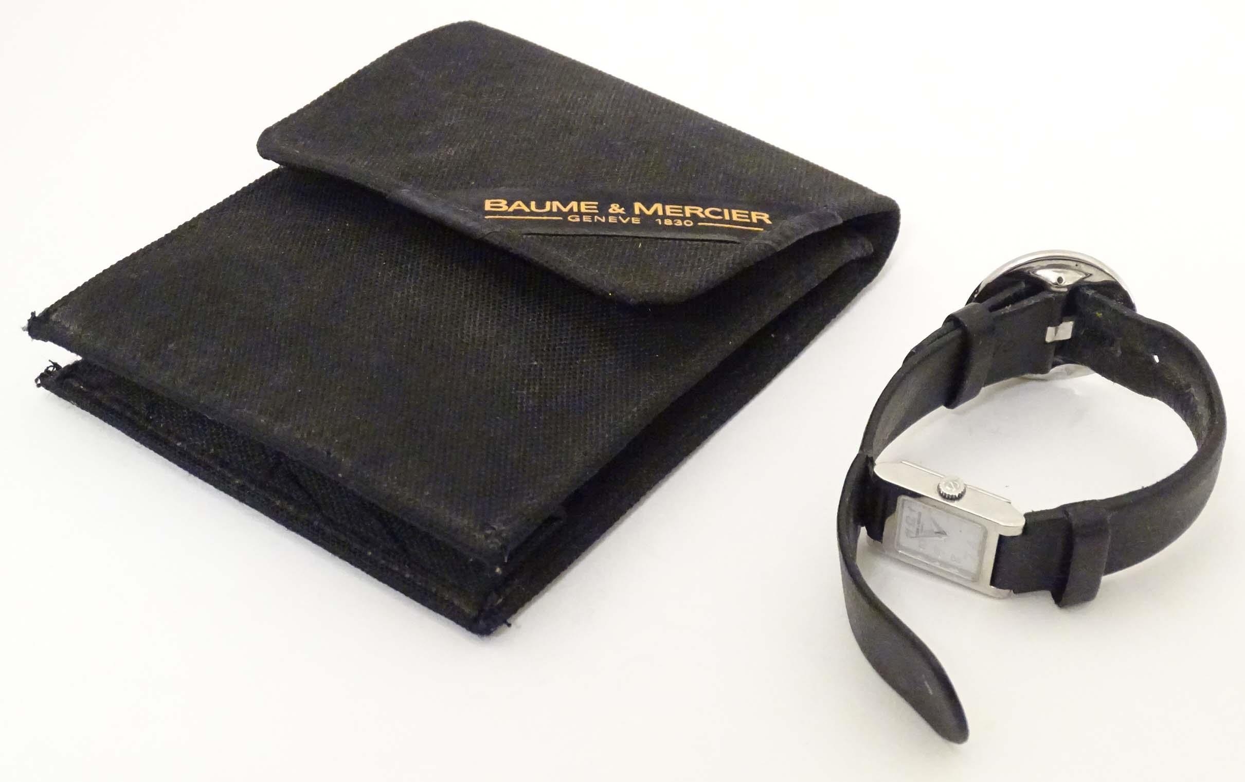 A Baume & Mercier Vice Versa quartz wrist watch, the case signed and numbered having a black leather - Image 6 of 12