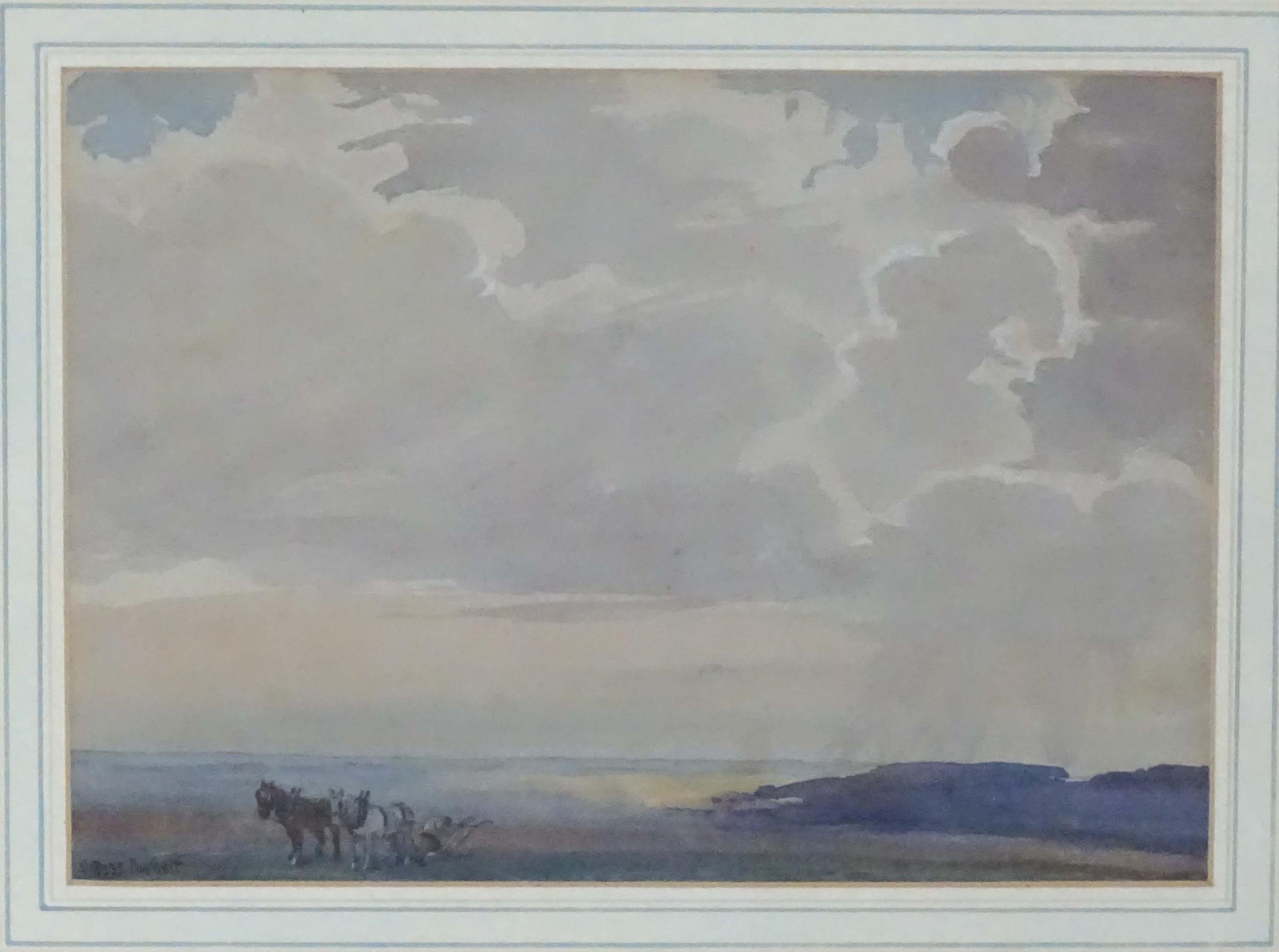 Cecil Ross Burnett (1872-1933), Watercolour, A coastal landscape with horses. Signed lower left. - Image 3 of 4