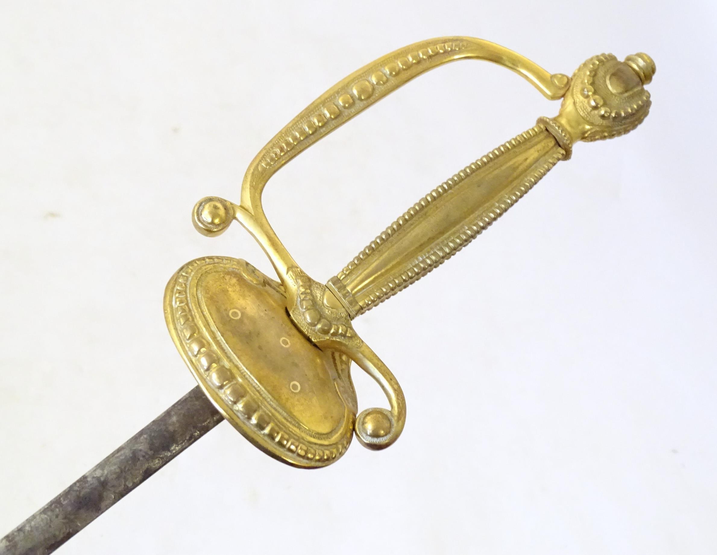 Militaria: an early to mid 20thC English court sword, the 30 3/4" steel blade decorated with - Image 7 of 15
