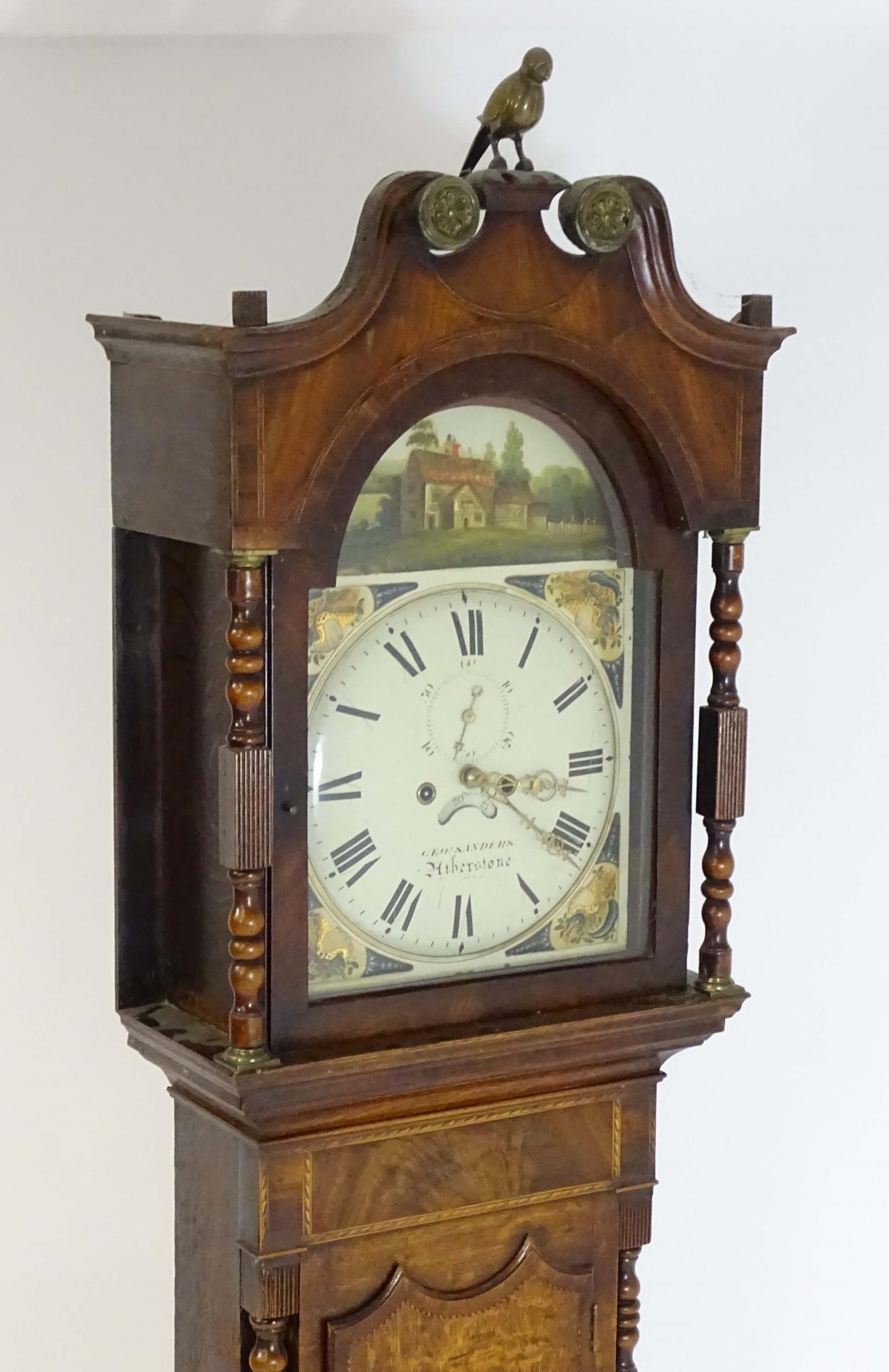 George Sanders Atherstone : A 19thC 8-day long case clock the convex dial with subsidiary seconds - Image 3 of 12