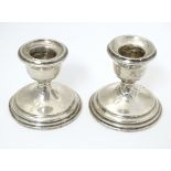 Two American short silver candlesticks, marked P. S. Co. Possibly Preisner Silver Company. Approx. 2