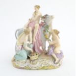 A late 19thC Meissen allegorical figure group depicting Europa and the Bull, depicting Europa