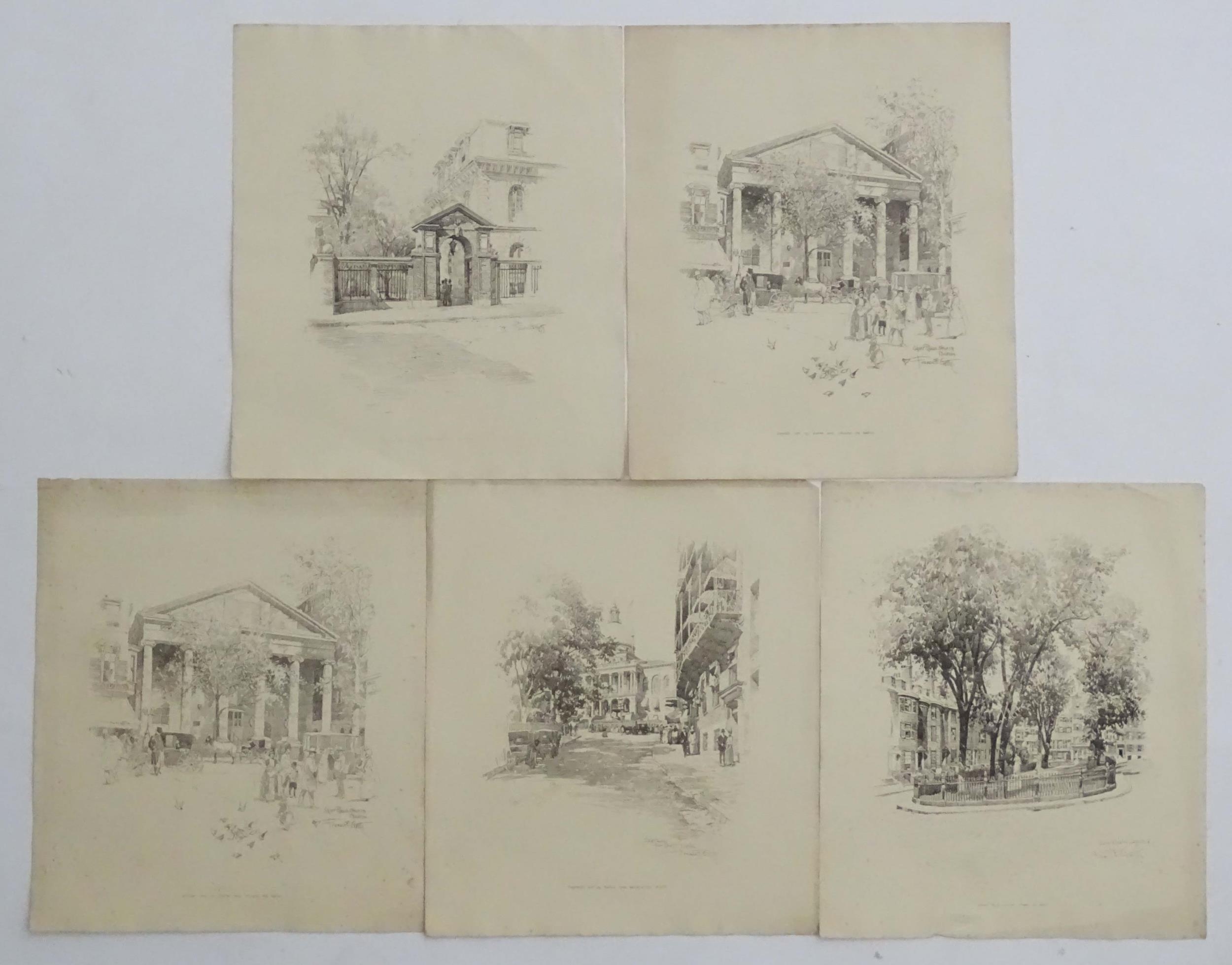 After Francis E Getty, 20th century, Five lithographs depicting various views of America to - Image 3 of 11