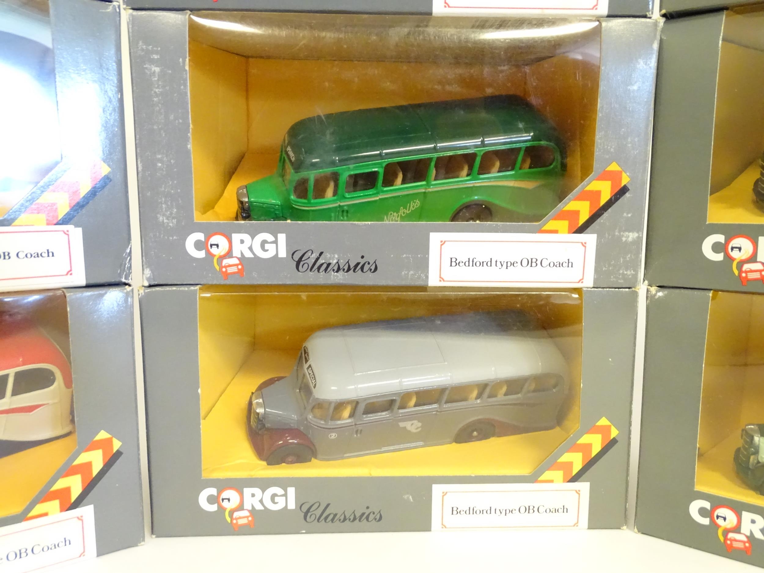 Toys: A quantity of Corgi Classics C949 series toy vehicles, comprising Bedford Type OB coaches in - Image 3 of 9