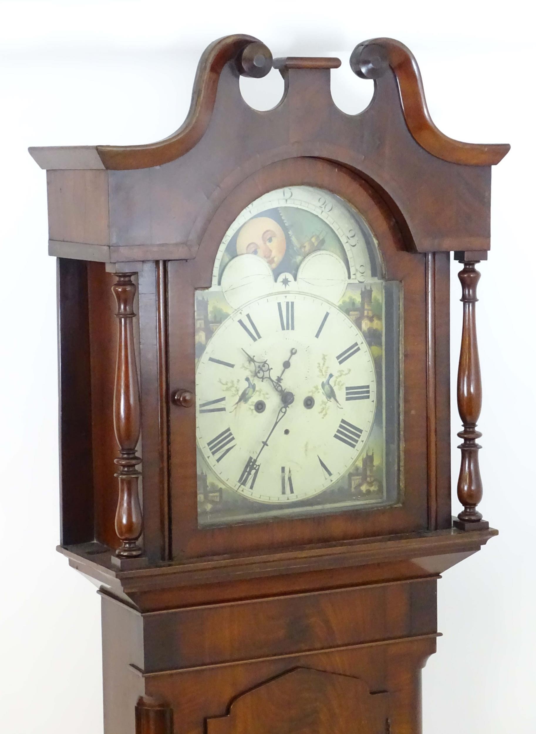 George Esplin Wigan (Lancaster) : A 19thC mahogany 8 day long case clock, the painted dial signed - Image 4 of 9