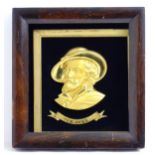 A late 19th / early 20thC cast gilt metal portrait relief depicting Anthony van Dyke, titled to