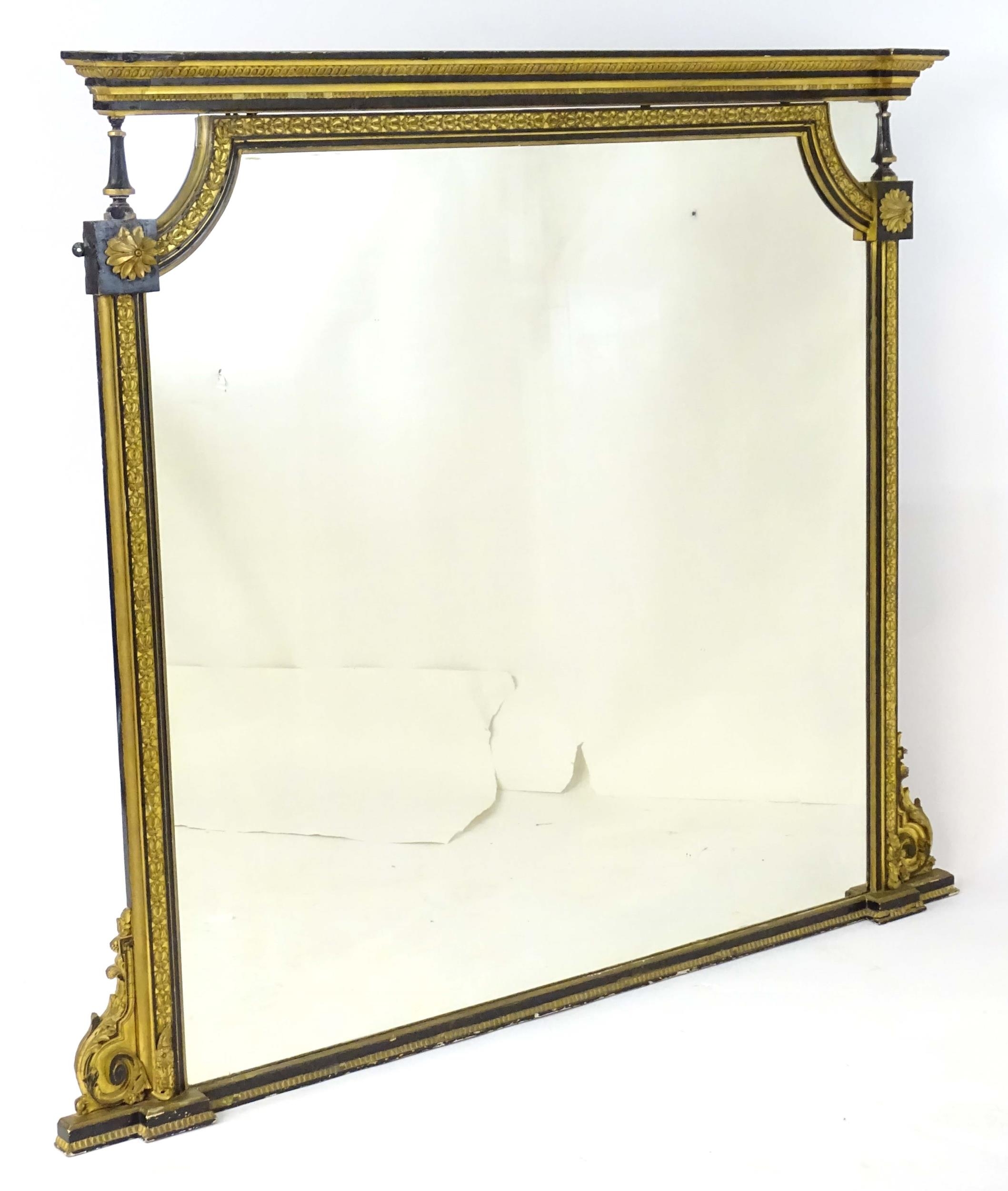 A Regency period over mantle mirror having a moulded cornice above gilt and gesso egg and dart - Image 8 of 20