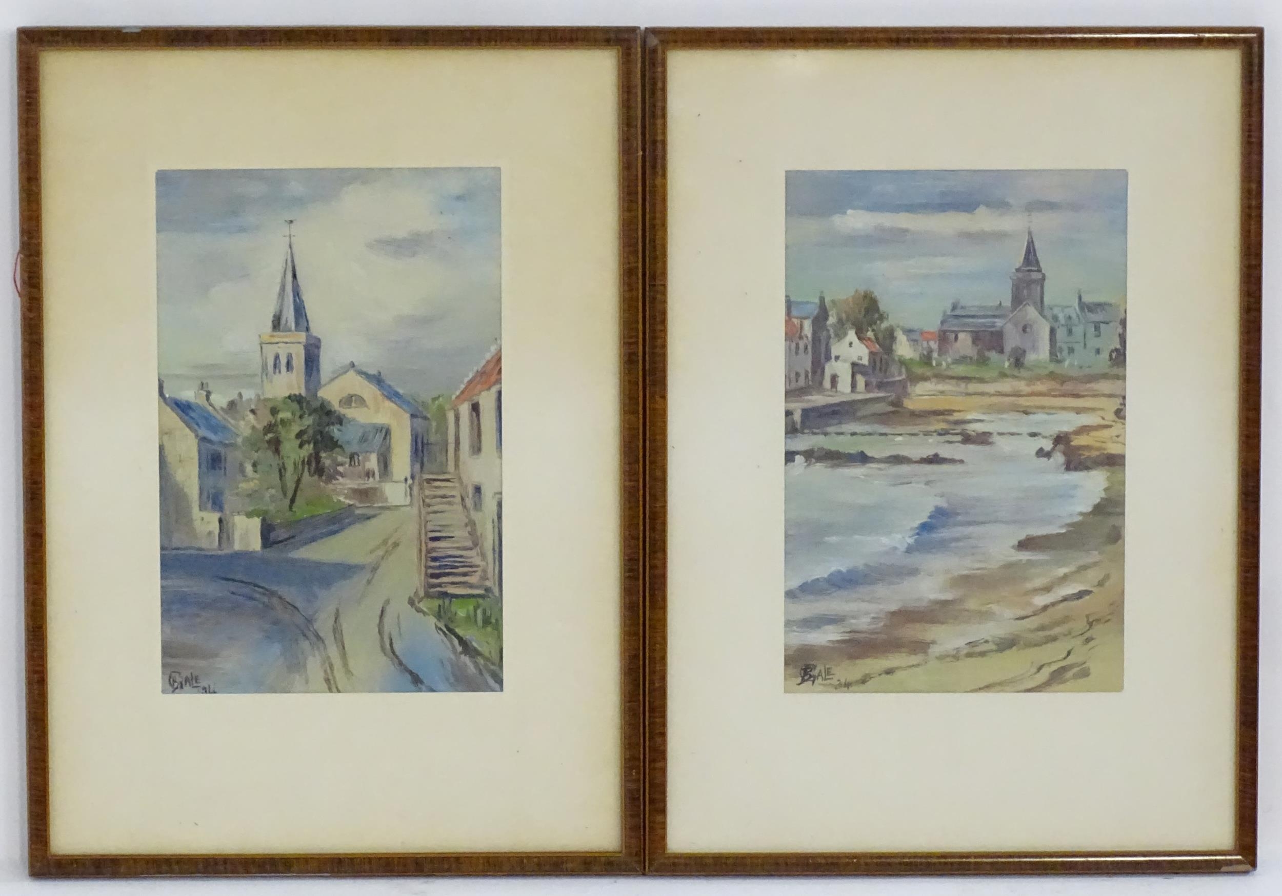 B. Gale, 20th century, Oil on card, Two Scottish views comprising Kilkenny, Fife, and Anstruther,