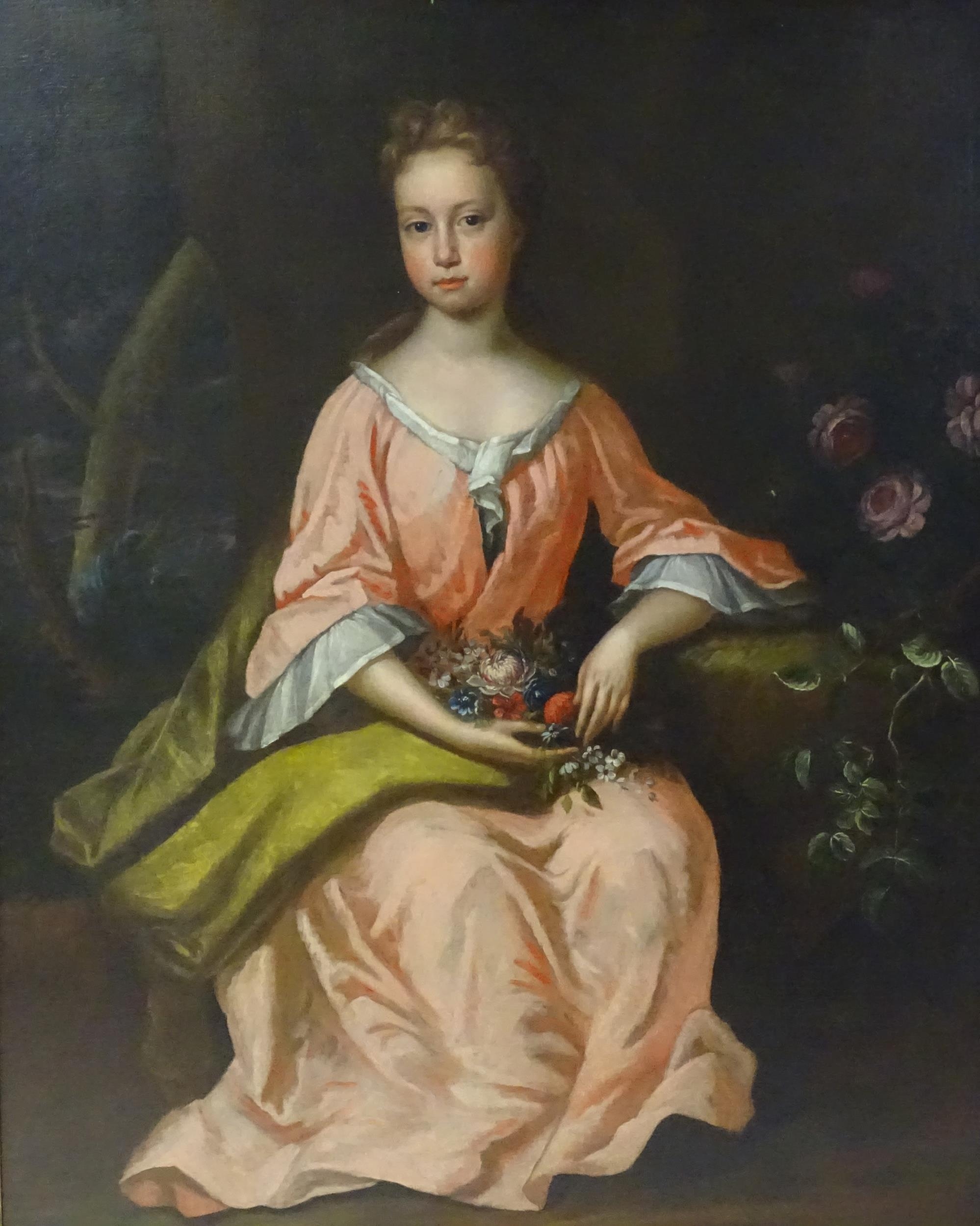 Manner of Thomas Murray (1663-1734), Oil on canvas, A portrait of a seated young lady with - Image 5 of 5