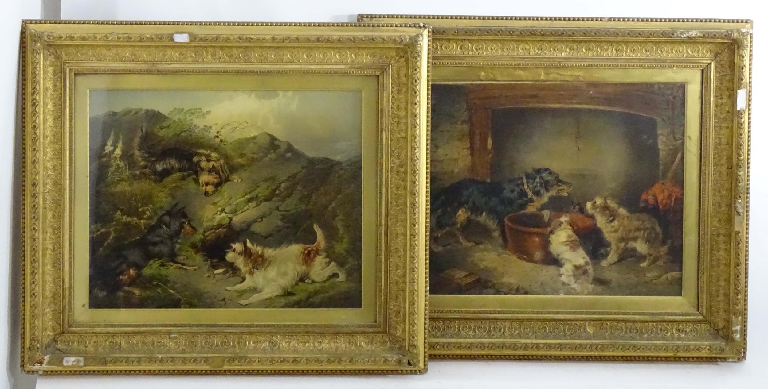 After George Armfield (1808-1893), Early 20th century, Two over painted prints laid on canvas,