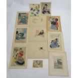 A quantity of assorted Oriental prints to include a fan study depicting the Chinese God of War,