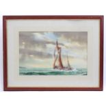 Alan Robbins, 20th century, Marine School, Watercolour, Fishermen on a fishing boat at sea. Signed