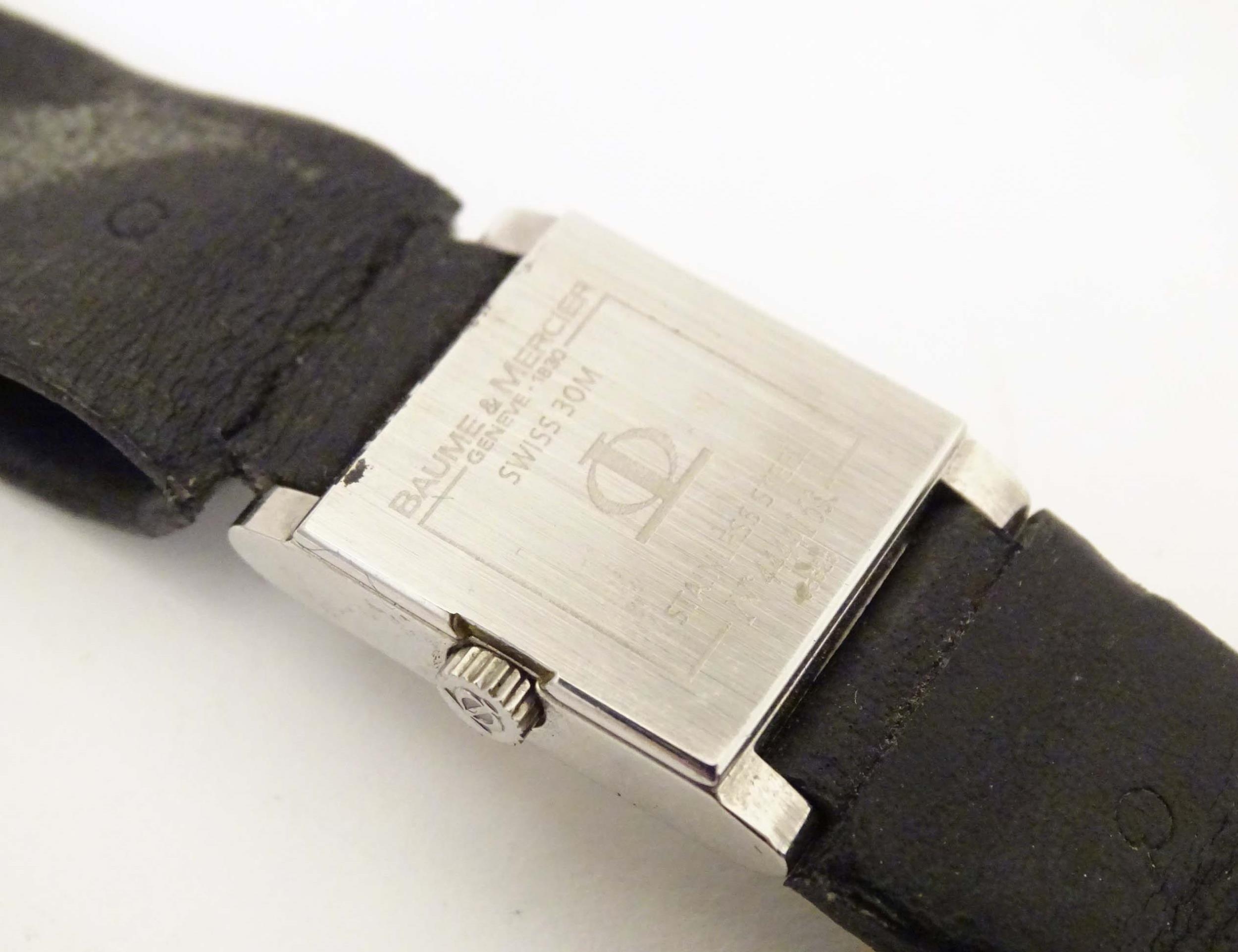 A Baume & Mercier Vice Versa quartz wrist watch, the case signed and numbered having a black leather - Image 12 of 12