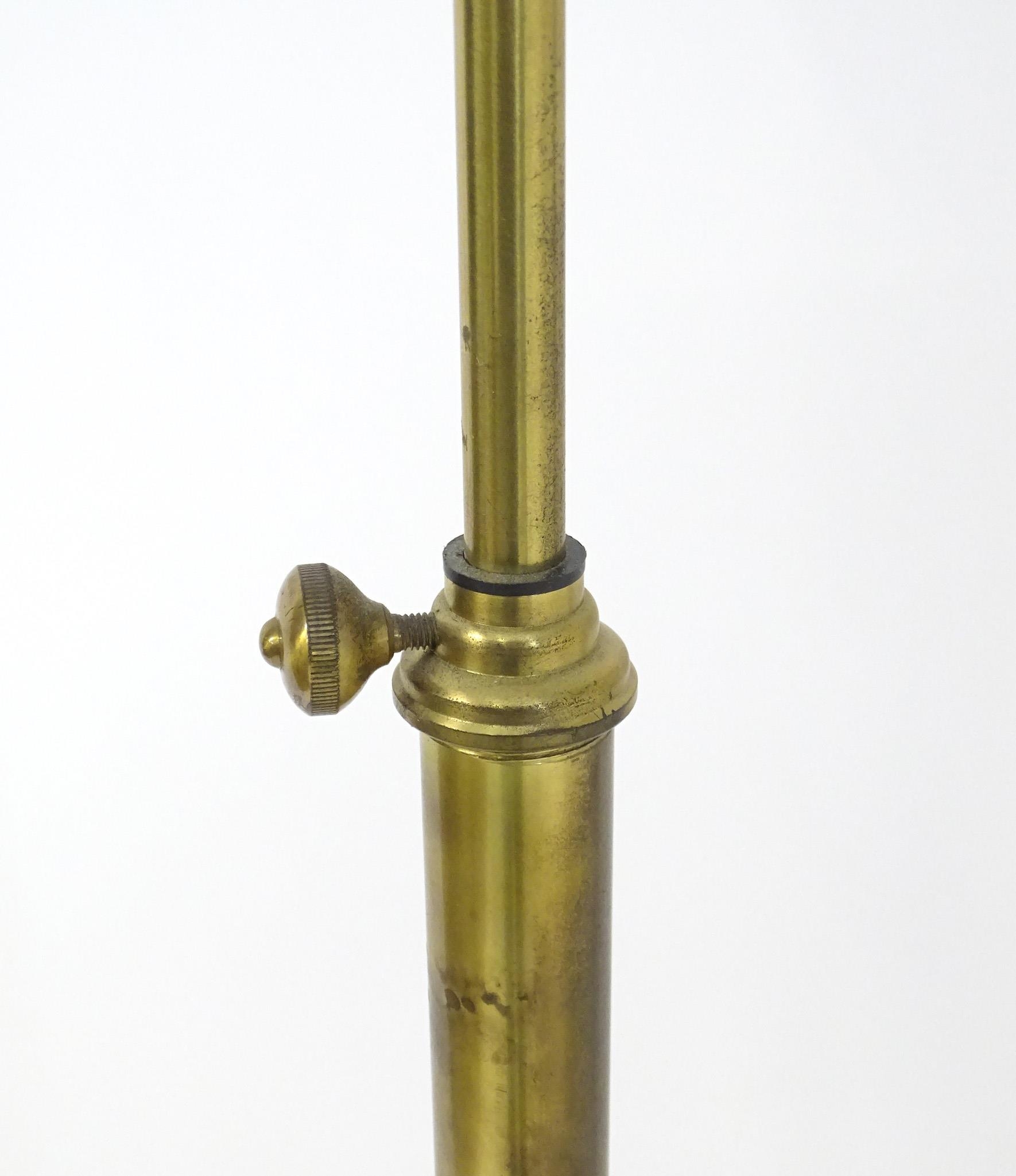 A 20thC brass standard lamp of adjustable height. Approx 75" high (fully extended) Please Note - - Image 7 of 8