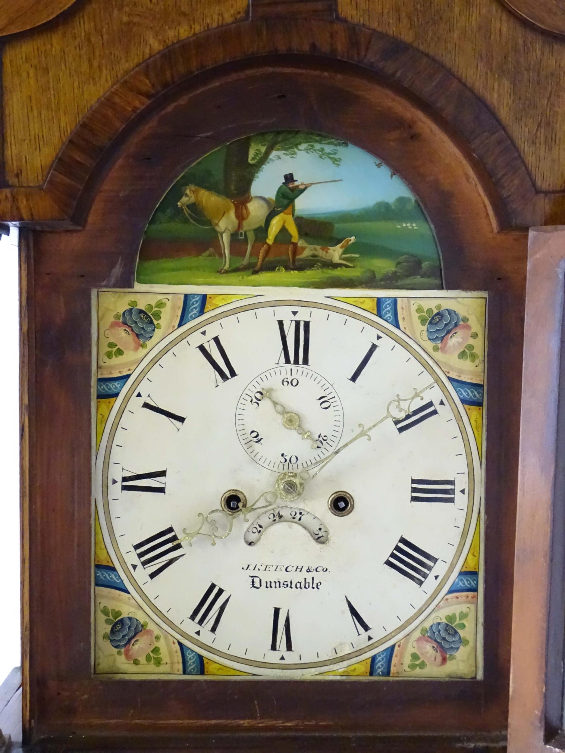 A 19thC 8-day long case clock, the break arch painted dial signed J Keech & Co. (Reech) Dunstable ( - Image 7 of 15