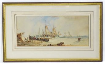 William Calcott Knell (1830-1880), Marine School, Watercolour, Bringing in the Catch, A coastal