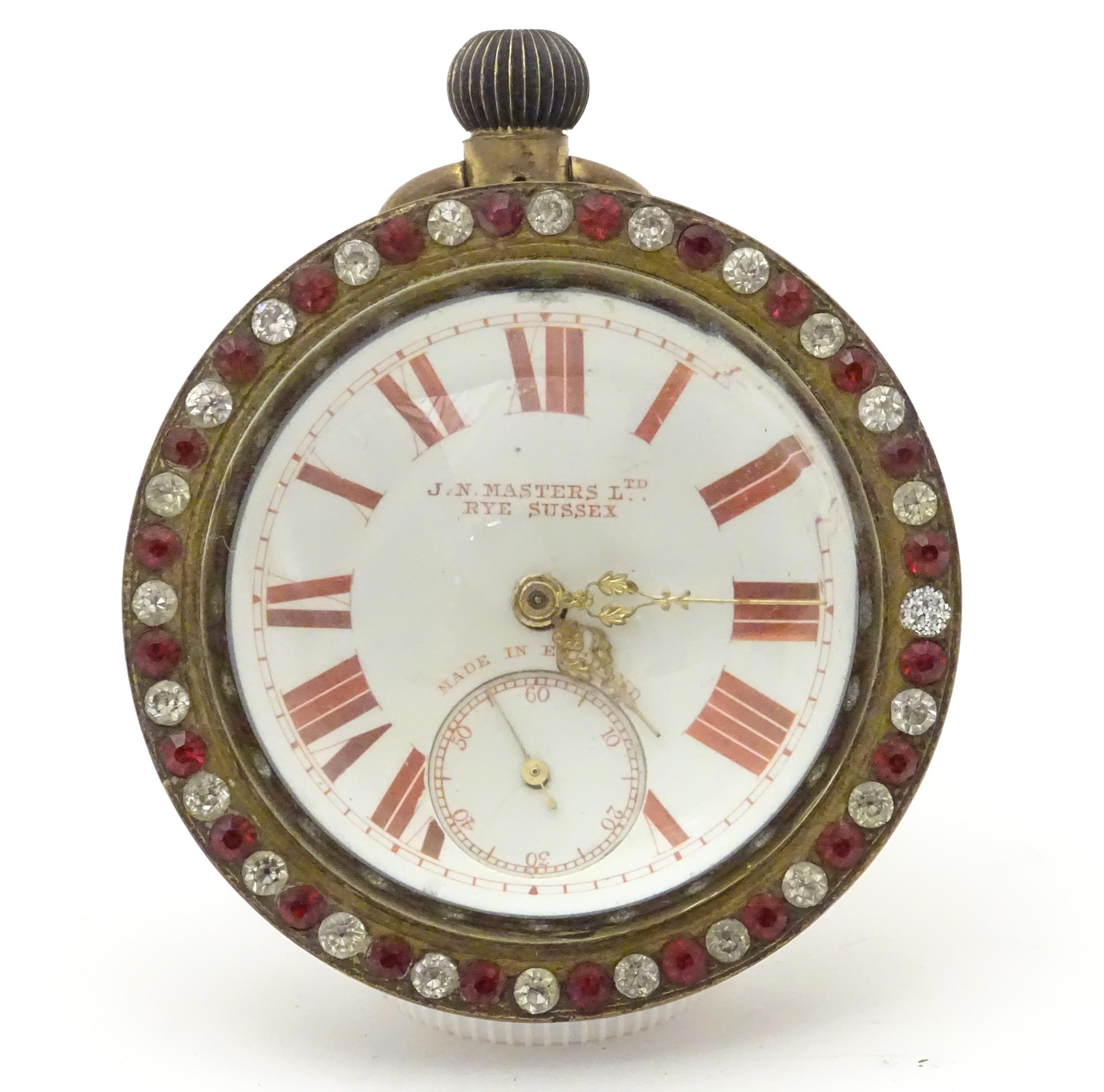 A bulls eye pocket / desk watch, the dial signed J. N Masters Ltd. Rye Sussex the surround decorated - Image 3 of 11