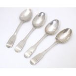 Four Geo III silver Fiddle pattern teaspoons, hallmarked Exeter 1817, maker Emmanuel Levy. Approx. 5