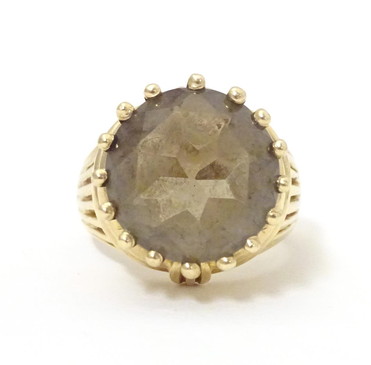 A 14ct gold dress ring set with citrine. Ring size approx K 1/2" Please Note - we do not make - Image 3 of 6