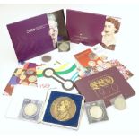 Coins: A quantity of proof coin sets to include 1977 silver jubilee crowns, one labelled Tristan
