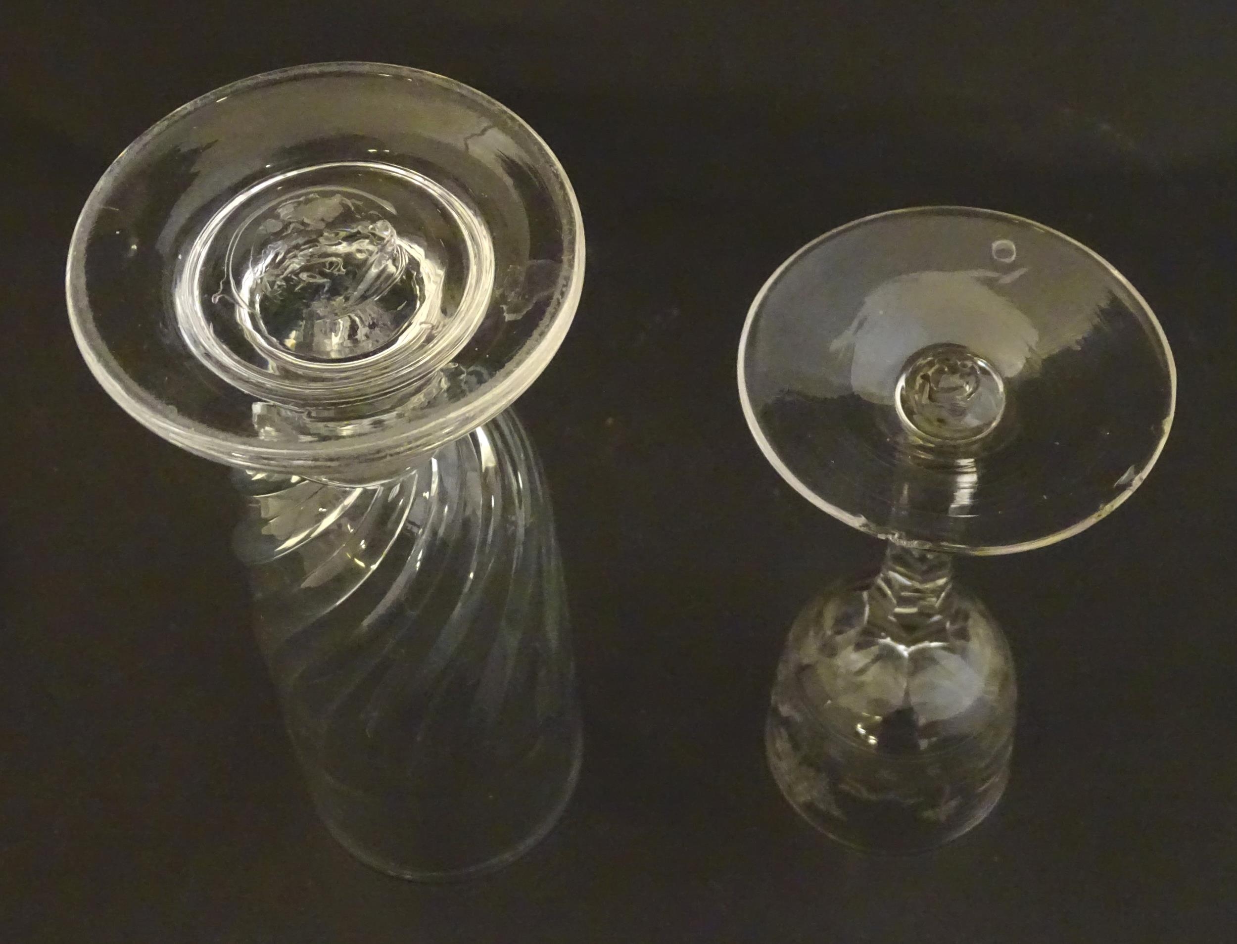 two 19thC glass drinking glasses one with etched hunting scenes. The tallest 6 1/2" high (2) - Image 10 of 10