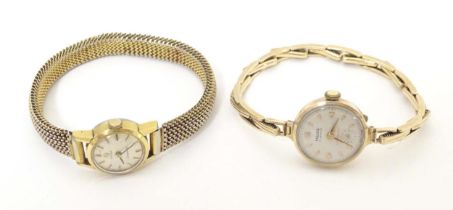 A mid 20thC Omega 'Ladymatic' wrist watch, together with a ladies' 9ct gold cased wrist watch by