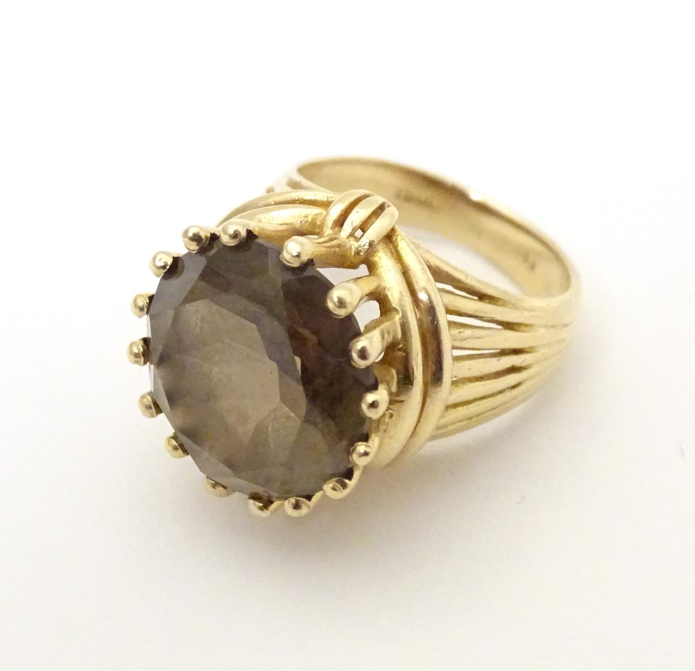 A 14ct gold dress ring set with citrine. Ring size approx K 1/2" Please Note - we do not make - Image 6 of 6