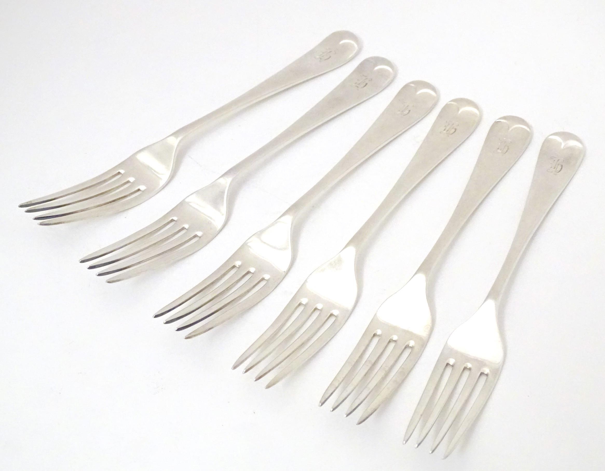 A set of six silver forks hallmarked London 1936, maker Kemp Brothers. Approx. 7 1/2" long (6) - Image 4 of 6