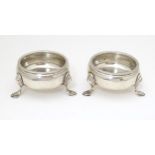 Two 18thC silver salts, one hallmarked London 1752 maker David Hennell. The other hallmarked