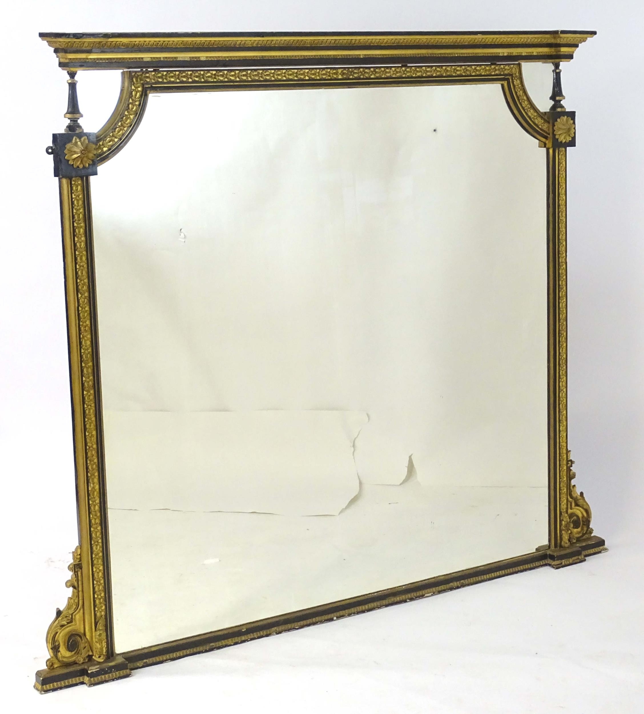 A Regency period over mantle mirror having a moulded cornice above gilt and gesso egg and dart - Image 3 of 20