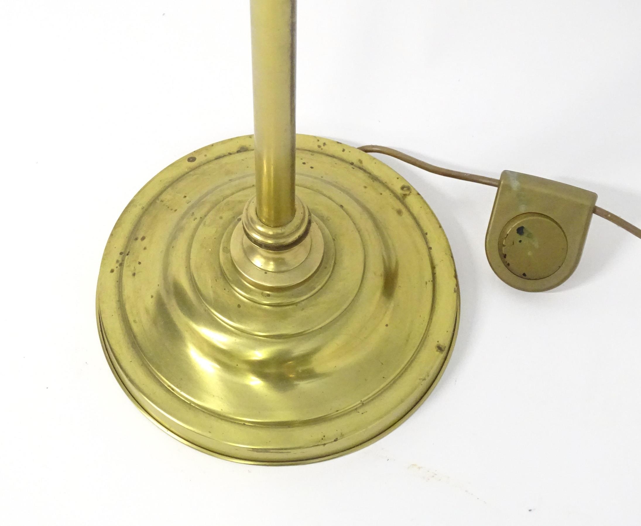 A 20thC brass standard lamp of adjustable height. Approx 75" high (fully extended) Please Note - - Image 8 of 8